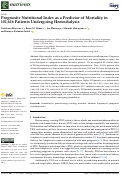 Cover page: Prognostic Nutritional Index as a Predictor of Mortality in 101,616 Patients Undergoing Hemodialysis