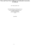 Cover page: Water and Waste Water Tariffs for New Residential Construction in California