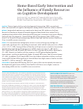 Cover page: Home-Based Early Intervention and the Influence of Family Resources on Cognitive Development