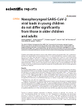 Cover page: Nasopharyngeal SARS-CoV-2 viral loads in young children do not differ significantly from those in older children and adults