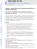 Cover page: Parkinson's disease mild cognitive impairment: application and validation of the criteria.