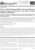 Cover page: Early or Late-Life Treatment With Acarbose or Rapamycin Improves Physical Performance and Affects Cardiac Structure in Aging Mice