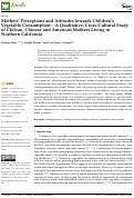 Cover page: Mothers’ Perceptions and Attitudes towards Children’s Vegetable Consumption—A Qualitative, Cross-cultural Study of Chilean, Chinese and American Mothers Living in Northern California