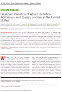 Cover page: Seasonal Variation of Atrial Fibrillation Admission and Quality of Care in the United States