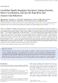 Cover page: Cerebellar Shank2 Regulates Excitatory Synapse Density, Motor Coordination, and Specific Repetitive and Anxiety-Like Behaviors.