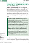 Cover page: Randomized, placebo-controlled window trial of EGFR, Src, or combined blockade in head and neck cancer