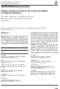 Cover page: Virtual Learning Decreases the Carbon Footprint of Medical Education.