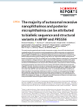 Cover page: The majority of autosomal recessive nanophthalmos and posterior microphthalmia can be attributed to biallelic sequence and structural variants in MFRP and PRSS56