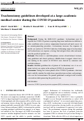 Cover page: Tracheostomy guidelines developed at a large academic medical center during the COVID‐19 pandemic