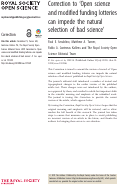 Cover page: Correction to ‘Open science and modified funding lotteries can impede the natural selection of bad science’