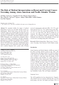 Cover page: The Role of Medical Interpretation on Breast and Cervical Cancer Screening Among Asian American and Pacific Islander Women