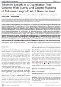 Cover page: Telomere Length as a Quantitative Trait: Genome-Wide Survey and Genetic Mapping of Telomere Length-Control Genes in Yeast