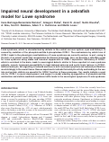 Cover page: Impaired neural development in a zebrafish model for Lowe syndrome
