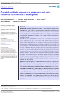 Cover page: Prenatal antibiotic exposure in pregnancy and early childhood socioemotional development.