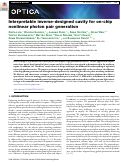 Cover page: Interpretable inverse-designed cavity for on-chip nonlinear photon pair generation