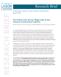 Cover page: The Public Cost of Low-Wage Jobs in the Arizona Construction Industry