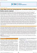 Cover page: Sleep, fatigue and burnout among physicians: an American Academy of Sleep Medicine position statement.