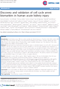 Cover page: Discovery and validation of cell cycle arrest biomarkers in human acute kidney injury