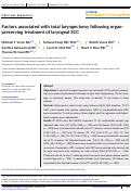 Cover page: Factors associated with total laryngectomy following organ‐preserving treatment of laryngeal SCC