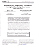 Cover page: Homeplace: Care and resistance among public housing residents facing mixed-income redevelopment.