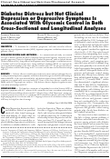 Cover page: Diabetes Distress but Not Clinical Depression or Depressive Symptoms Is Associated With Glycemic Control in Both Cross-Sectional and Longitudinal Analyses