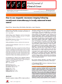 Cover page: How to use magnetic resonance imaging following neoadjuvant chemotherapy in locally advanced breast cancer.