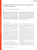 Cover page: Condensin restructures chromosomes in preparation for meiotic divisions