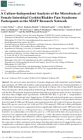 Cover page: A Culture-Independent Analysis of the Microbiota of Female Interstitial Cystitis/Bladder Pain Syndrome Participants in the MAPP Research Network