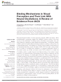 Cover page: Binding Mechanisms in Visual Perception and Their Link With Neural Oscillations: A Review of Evidence From tACS.