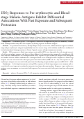 Cover page: IFNγ Responses to Pre-erythrocytic and Blood-stage Malaria Antigens Exhibit Differential Associations With Past Exposure and Subsequent Protection