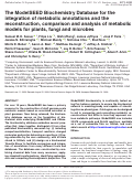 Cover page: The ModelSEED Biochemistry Database for the integration of metabolic annotations and the reconstruction, comparison and analysis of metabolic models for plants, fungi and microbes