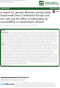 Cover page: A search for genetic diversity among Italian Greyhounds from Continental Europe and the USA and the effect of inbreeding on susceptibility to autoimmune disease.