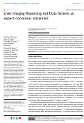 Cover page: Liver Imaging Reporting and Data System: an expert consensus statement.