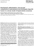 Cover page: Development, differentiation, and vascular components of subcutaneous and intrahepatic Hepa129 tumors in a mouse model of hepatocellular carcinoma.