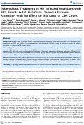 Cover page: Tuberculosis treatment in HIV infected Ugandans with CD4 counts&gt;350 cells/mm reduces immune activation with no effect on HIV load or CD4 count.