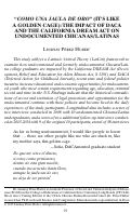 Cover page: “<em>COMO UNA JAULA DE ORO</em>” (IT’S LIKE A GOLDEN CAGE): The Impact of DACA and the California DREAM Act on Undocumented Chicanas/Latinas