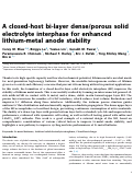 Cover page: A closed-host bi-layer dense/porous solid electrolyte interphase for enhanced lithium-metal anode stability