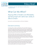 Cover page: What can we afford? Considerations for aligning Office of Health Care Affordability spending target with Californians’ ability to afford increases