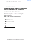 Cover page of Context-Dependent Heterogeneous Preferences: A Comment on Barseghyan and Molinari (2023)