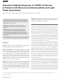 Cover page: Adequate Antibody Response to COVID-19 Vaccine in Patients with Monoclonal Gammopathies and Light Chain Amyloidosis