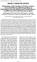 Cover page: Estimation of the Number of Citrus tristeza virus
-Viruliferous Aphids Landing on Individual Citrus Seedlings and Viral Incidence in Different Citrus Rootstocks in Spain