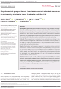 Cover page: Psychometric properties of the stress control mindset measure in university students from Australia and the UK