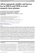 Cover page: Alfvén eigenmode stability and fast ion loss in DIII-D and ITER reversed magnetic shear plasmas