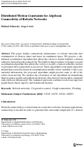 Cover page: Distributed Motion Constraints for Algebraic Connectivity of Robotic Networks