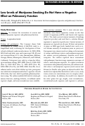 Cover page: Low levels of marijuana smoking do not have a negative effect on pulmonary function