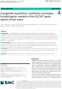 Cover page: Congenital myasthenic syndrome secondary to pathogenic variants in the SLC5A7 gene: report of two cases.