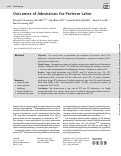 Cover page: Outcomes of Admissions for Preterm Labor