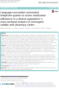 Cover page: Language-concordant automated telephone queries to assess medication adherence in a diverse population: a cross-sectional analysis of convergent validity with pharmacy claims