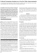 Cover page: Cultural Consensus Analysis as a Tool for Clinic Improvements