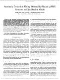 Cover page: Anomaly Detection Using Optimally Placed $\mu \text{PMU}$ Sensors in Distribution Grids